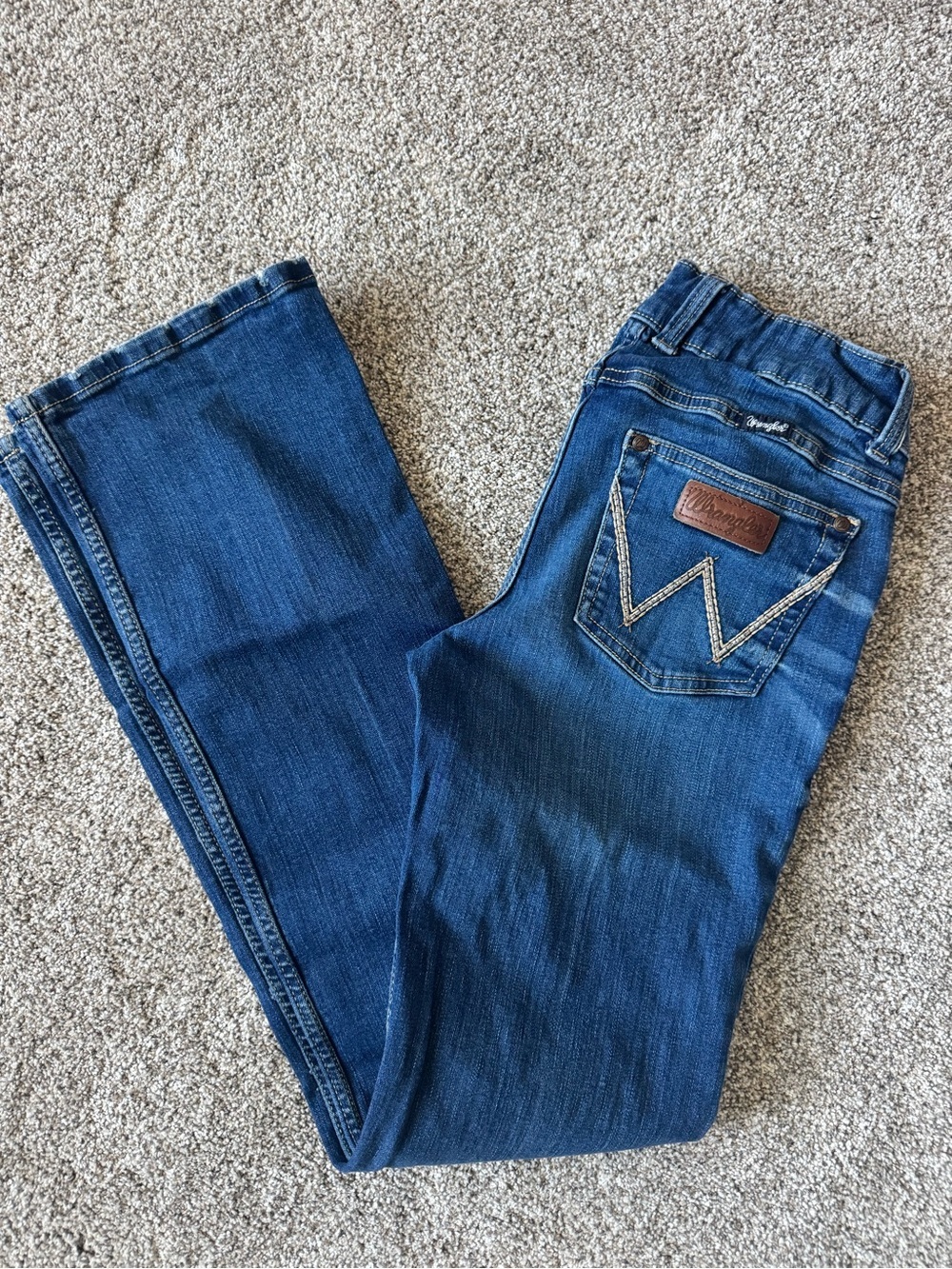 Wrangler Womens Dark Blue Bootcut Jeans with Signature W Pocket